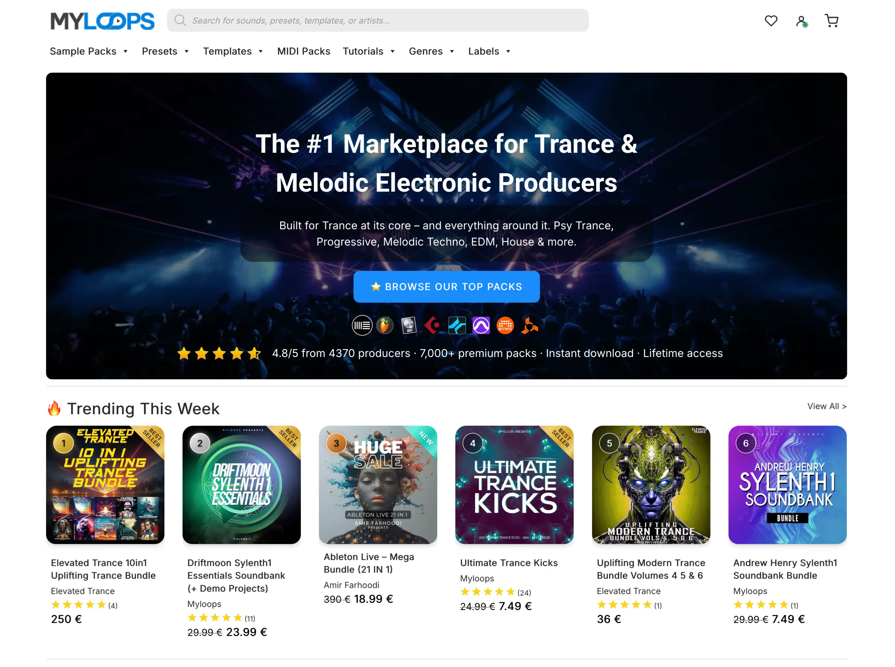 MyLoops homepage after PageGains fixes